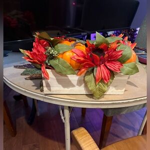 Autumn Floral Arrangement with Red and Orange Accents